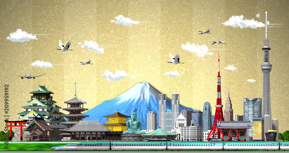 Obraz premium Japanese illustration of a gold folding screen in 3d rendering