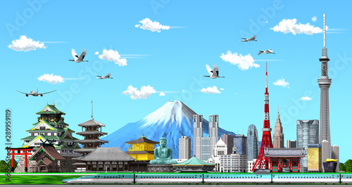kground by 3d rendering Japanese illustration of blue sky in 3d render