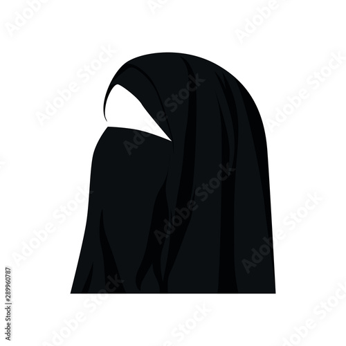 black hijab with chador vector. niqob girl
