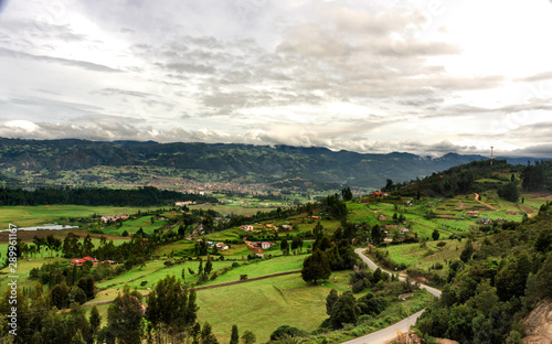 village of Paipa betwen the mountains of Boyacá department in Colombia © William RG photo