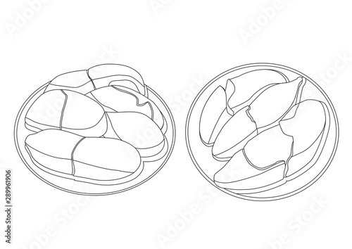 Line durian in the plate fruit on white background  illustration vector 