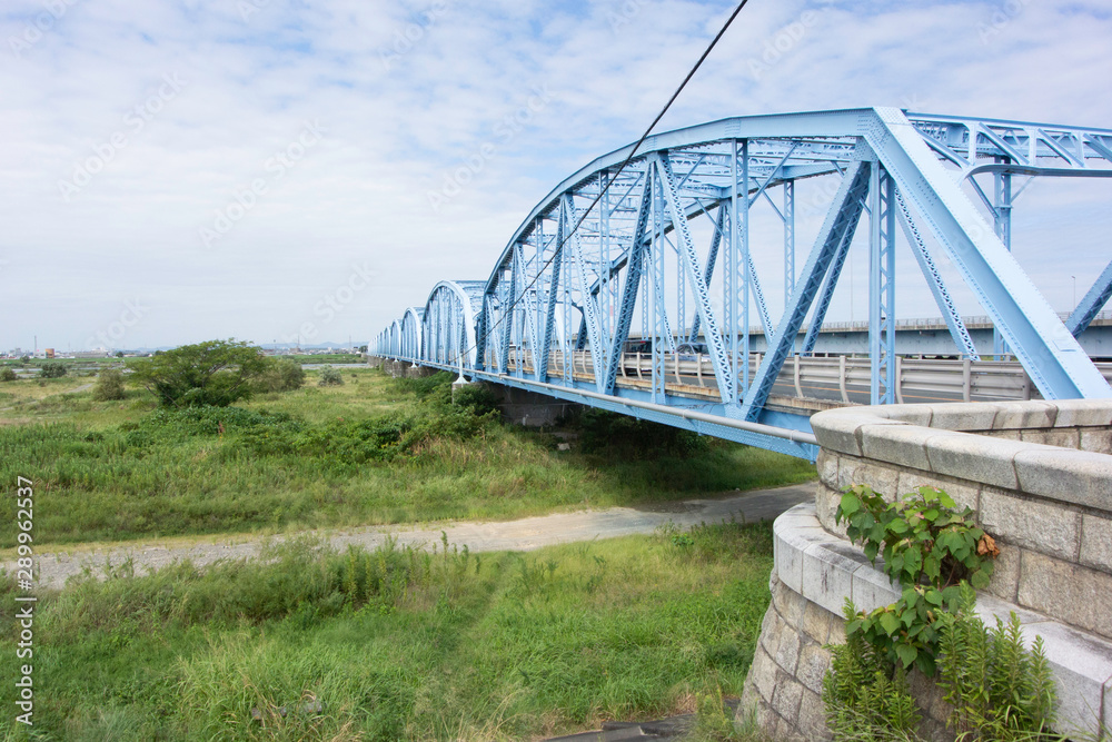 Obraz premium Tenryugawa bridge between Iwata city and Hamamatsu city.