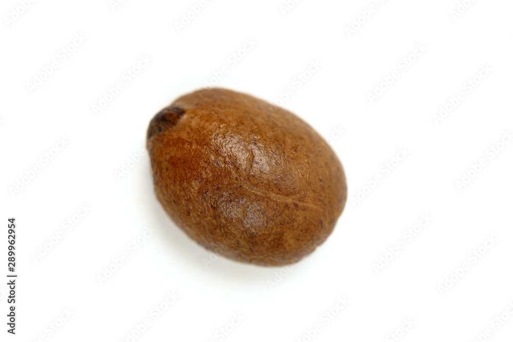Close up of a coffee bean, Roasted coffee beans white background Close up of a coffee bean, Roasted coffee beans white background