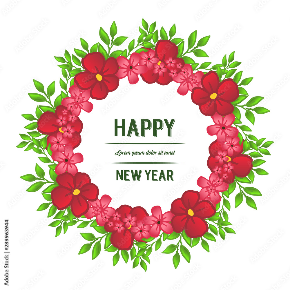 Element for greeting card happy new year, with wallpaper of beautiful leaf floral frame. Vector Element for greeting card happy new year, with wallpaper of beautiful leaf floral frame. Vector