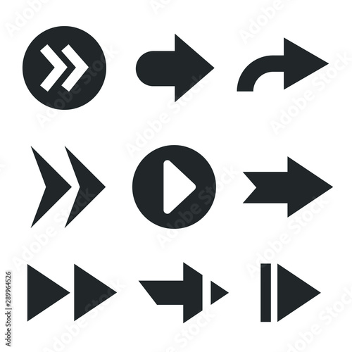Black arrows icons isolated ob white. Web design ready. Vector illustration ESP10