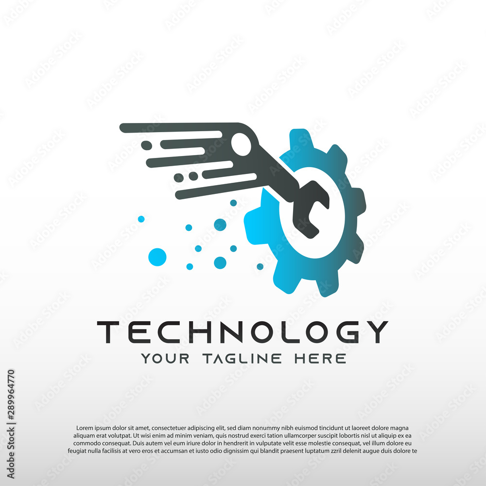 Technology logo with gear and wrench concept, illustration element-vector Technology logo with gear and wrench concept, illustration element-vector
