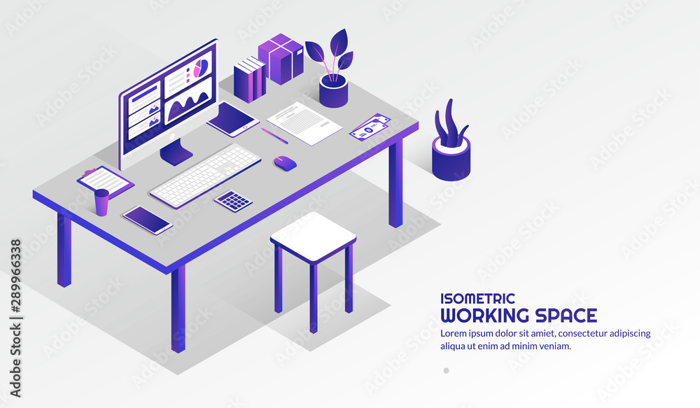 Isometric workspace elements on the table