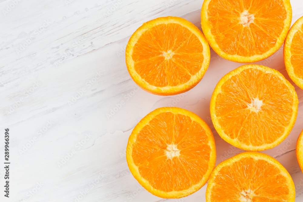 slice of orange on a white background slice of orange on a white background
