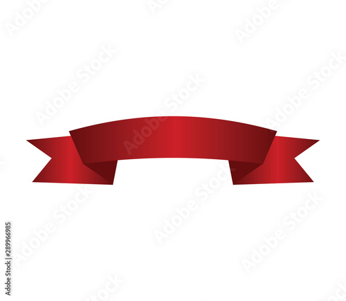 Red ribbon banner on white background vector image