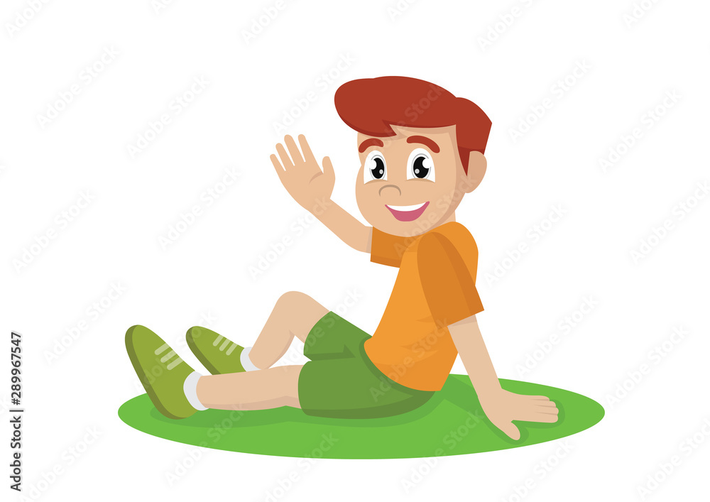 Happiness boy sitting on the grass. Happiness boy sitting on the grass.