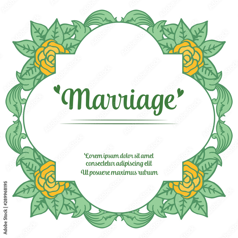 Crowd of leaf floral frame for ornate of card marriage. Vector