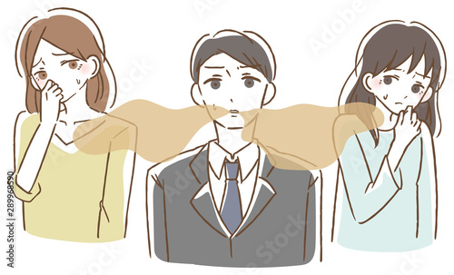 口臭くさい　男性　イラスト
