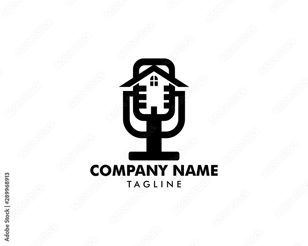 Podcast Home Icon Logo Design Element Podcast Home Icon Logo Design Element