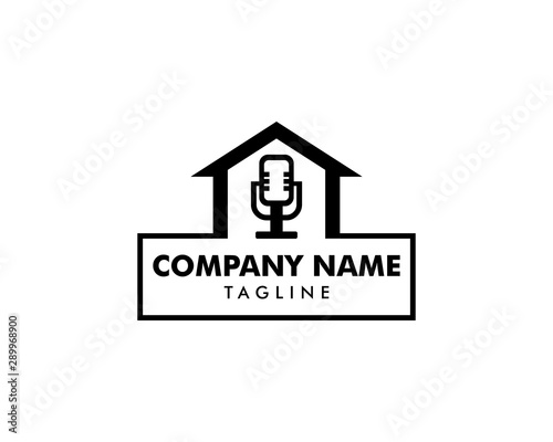 Podcast Home Icon Logo Design Element