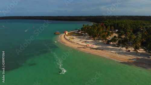 Pigeon Point resort aerial view known for its many water sports including wind surfing on the Caribbean island of Tobago photo