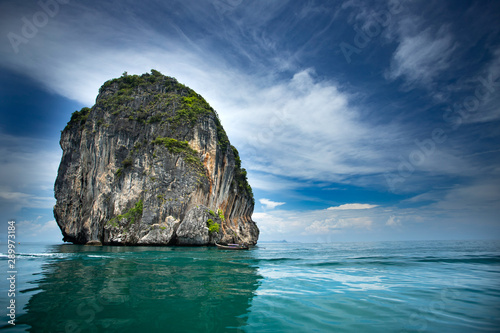 Beaty limestone rock in the ocean, Krabi, Thailand.