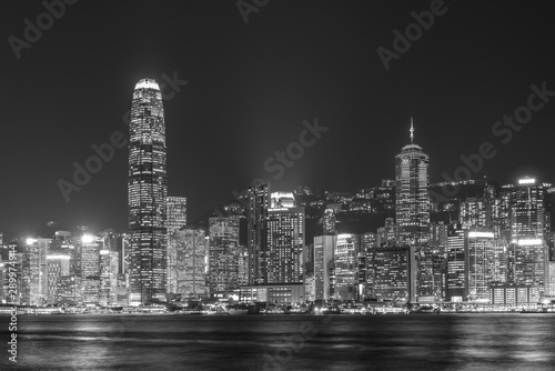 Fototapeta Naklejka Na Ścianę i Meble -  Victoria harbor of Hong Kong city at night