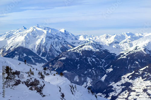 Austrian Alps in winter. Zillertal Arena mountain landscape at Tirol, Top of Europe © Anatoly