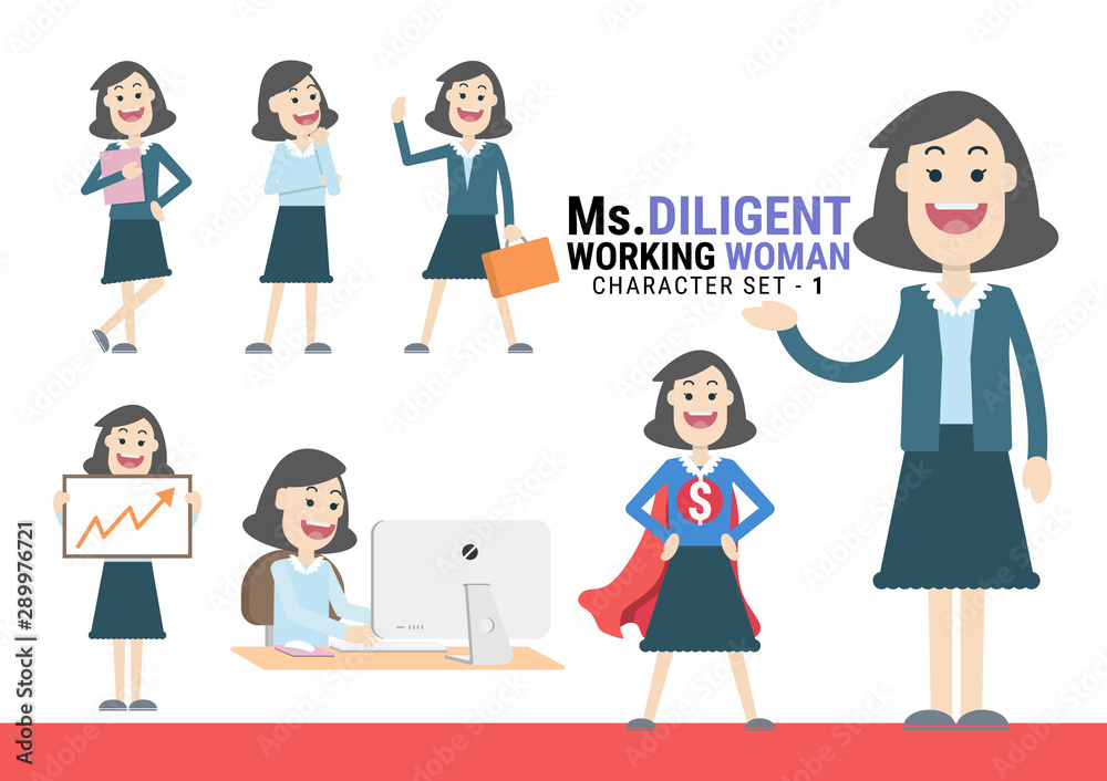 Ms.Diligent. The Working woman Character set - 1