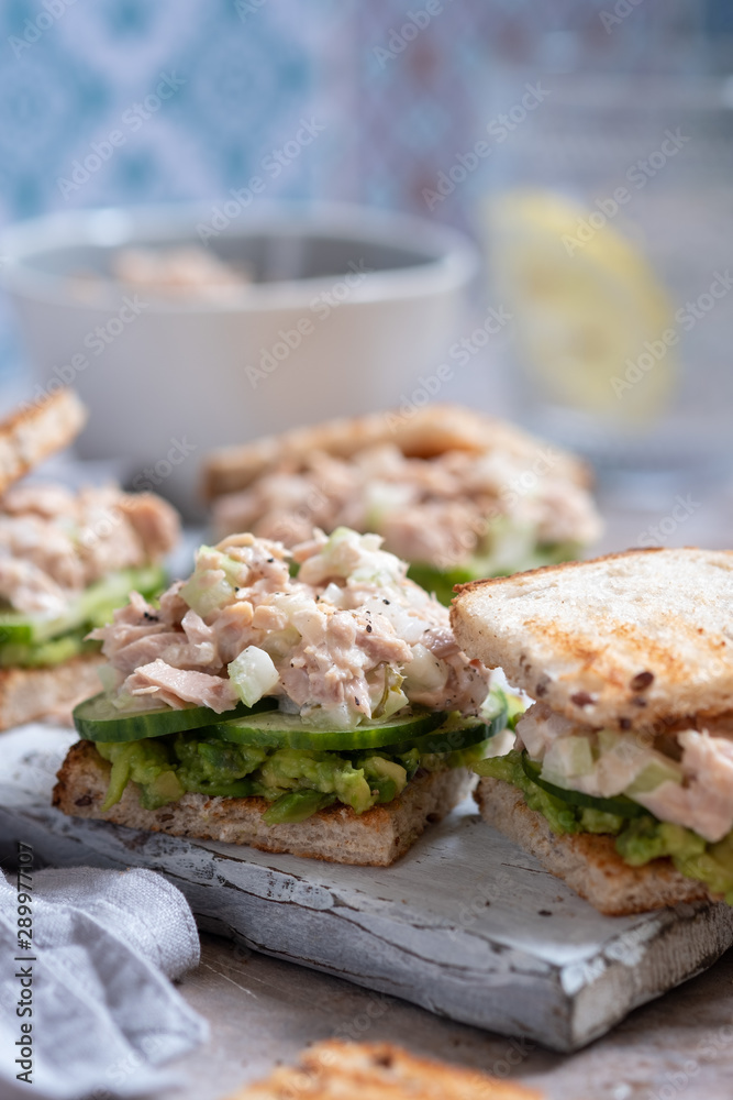 Healthy Tuna Sandwich with Avocado and Cucumber Healthy Tuna Sandwich with Avocado and Cucumber