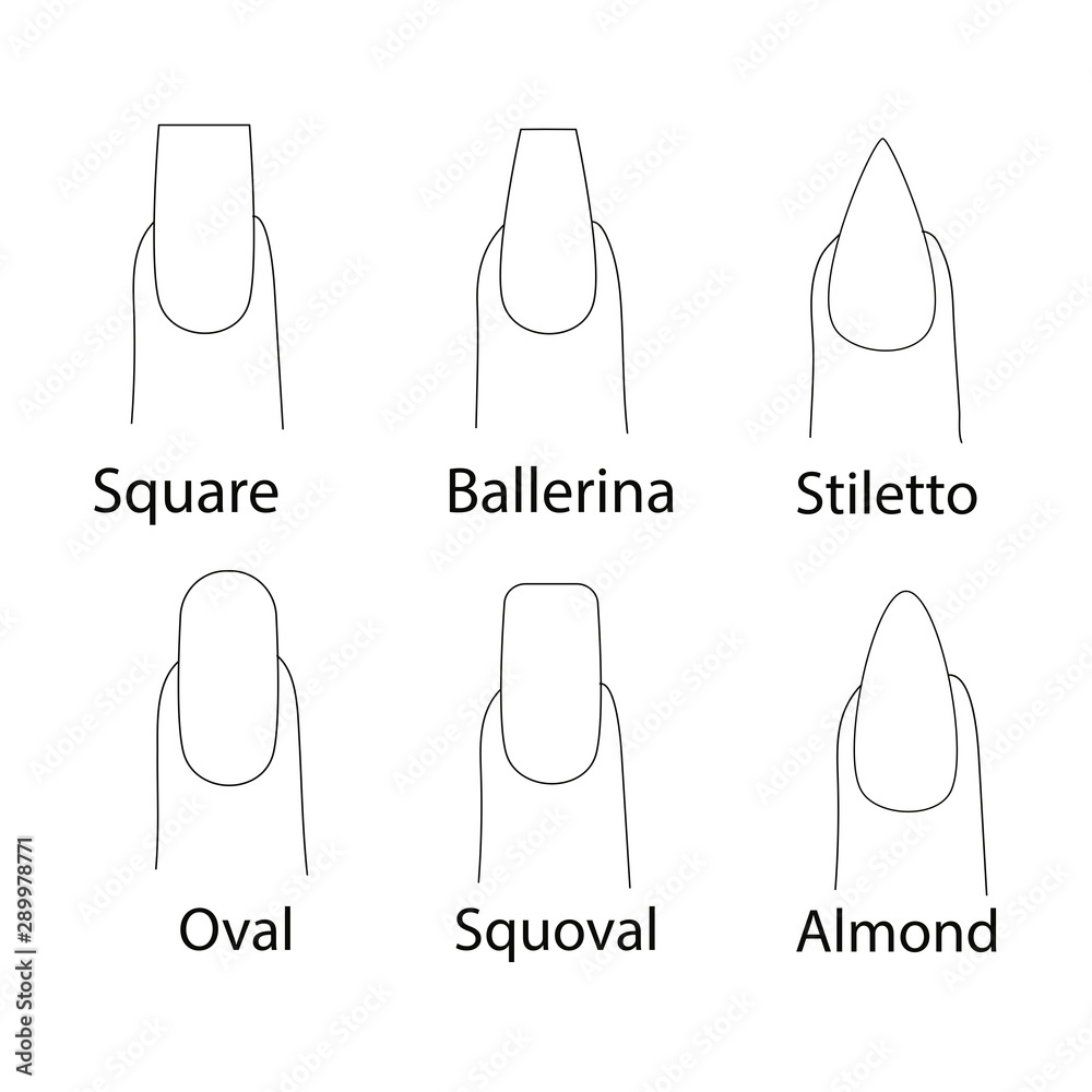 Different types of fingernails cuts. Vector illustration. Stock Vector