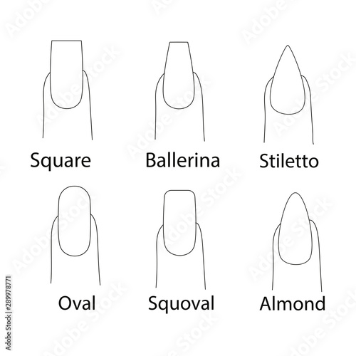 Different types of fingernails cuts. Vector illustration. photo