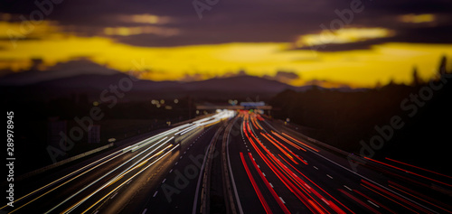 busy evening traffic on the highway 