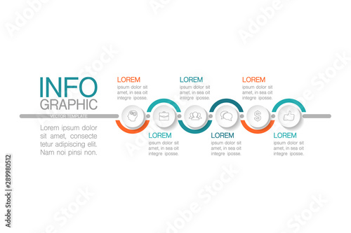 Vector iInfographic template for business, presentations, web design, 6 options.