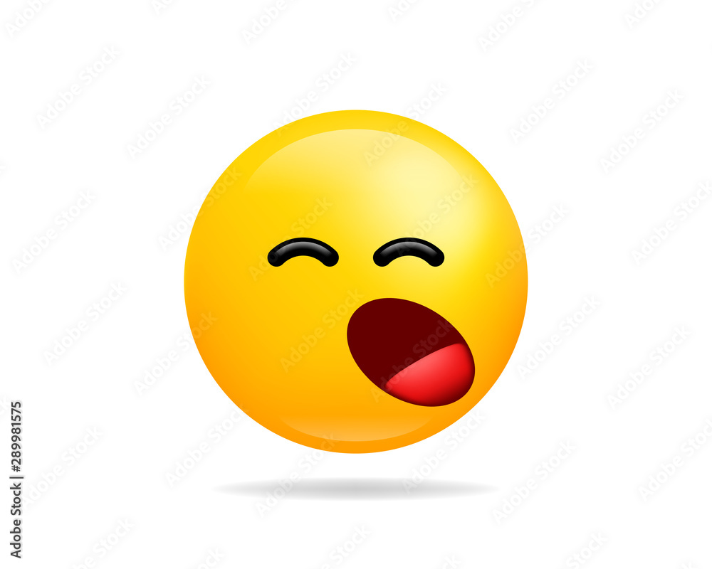 Emoji smile icon vector symbol. Sleep Smiley face yellow cartoon character. Emoji smile icon vector symbol. Sleep Smiley face yellow cartoon character.