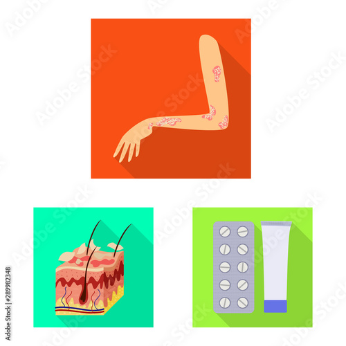 Vector illustration of dermatology and disease icon. Set of dermatology and medical vector icon for stock.