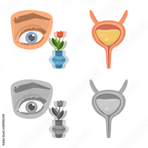 Isolated object of diet and treatment sign. Set of diet and medicine stock vector illustration.