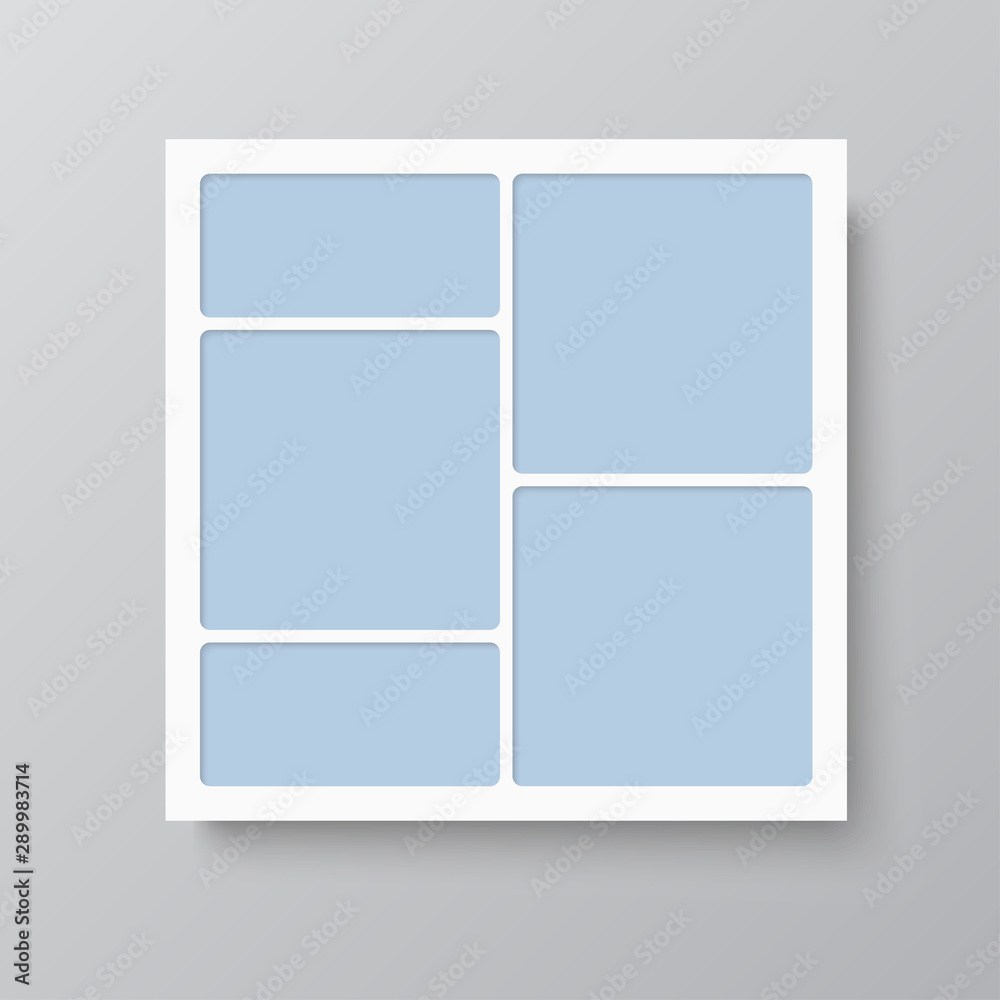 Vector empty collage board five images, photo Vector empty collage board five images, photo