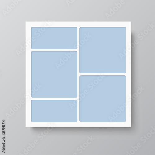 Vector empty collage board five images, photo