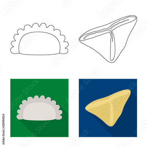 Vector illustration of products and cooking symbol. Collection of products and appetizer stock symbol for web.