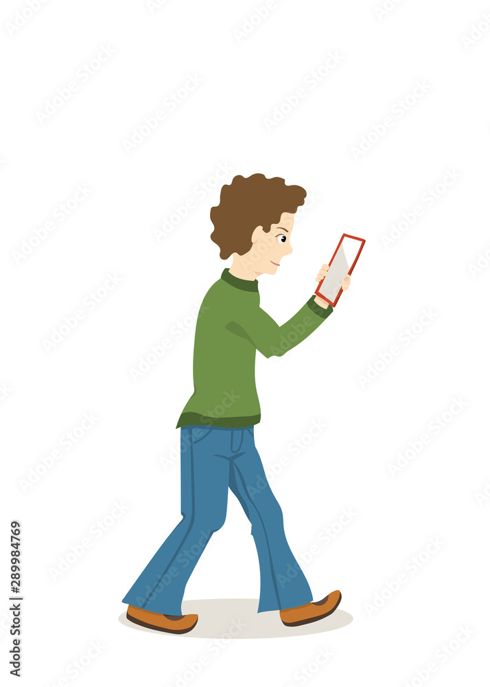 cute boy growing up looking at mobile device screen - growing a bad posture cute boy growing up looking at mobile device screen - growing a bad posture