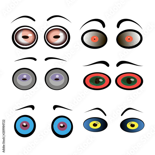 Set of cartoon eyes on a white background. Vector illustration