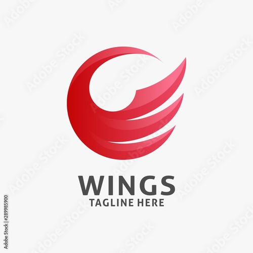 Abstract wing logo design in circle concept