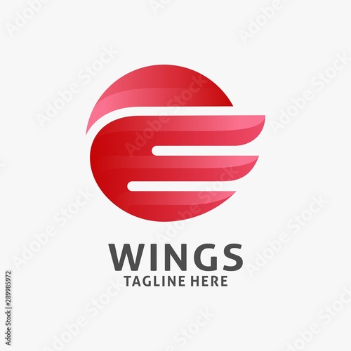 Abstract wing in letter E logo design