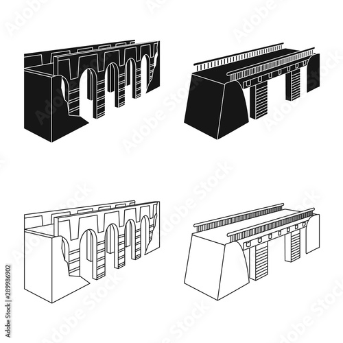 Vector illustration of connection and design symbol. Collection of connection and side vector icon for stock.
