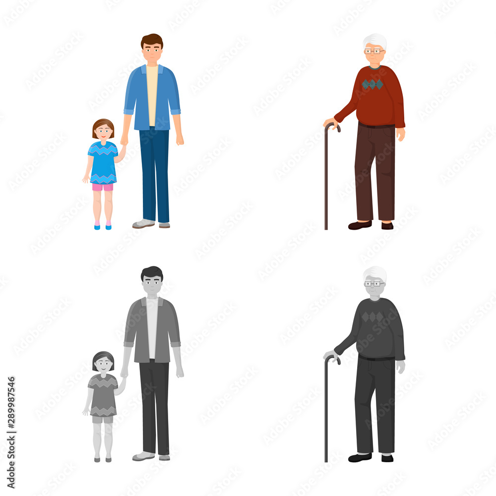Vector illustration of character and avatar symbol. Set of character and portrait vector icon for stock. Vector illustration of character and avatar symbol. Set of character and portrait vector icon for stock.