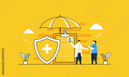 Health Insurance flat vector illustration concept,can be used for landing page, ui, web, app intro card, editorial, flyer, and banner.