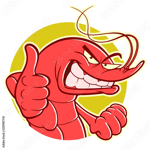 Funny shrimp makes thumb up