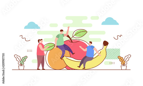 Healthy food fruit flat vector illustration concept,can be used for landing page, ui, web, app intro card, editorial, flyer, and banner.