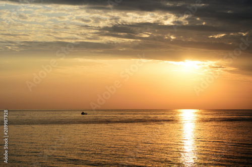 Beautiful sunrise over the sea on the coast of Sicily. Cefalu  Italy