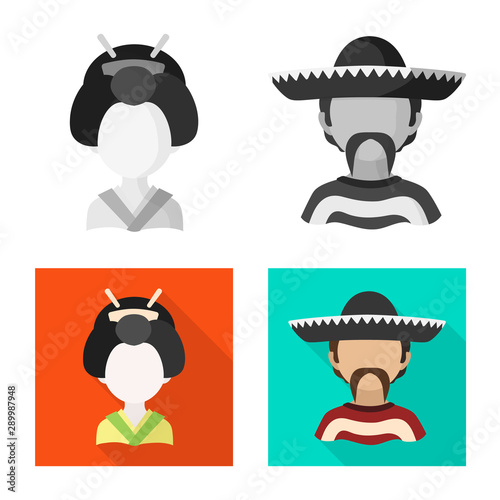 Vector design of imitator and resident logo. Collection of imitator and culture stock symbol for web.