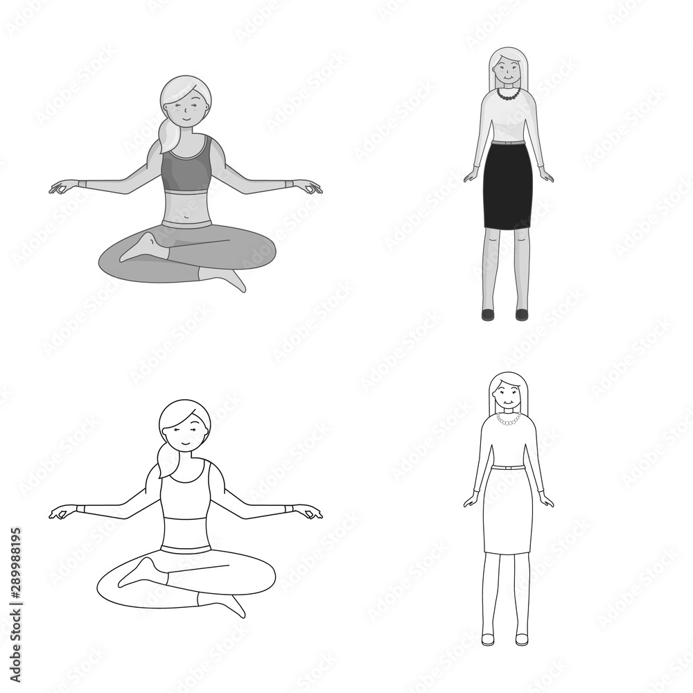 Isolated object of posture and mood sign. Set of posture and female stock symbol for web. Isolated object of posture and mood sign. Set of posture and female stock symbol for web.