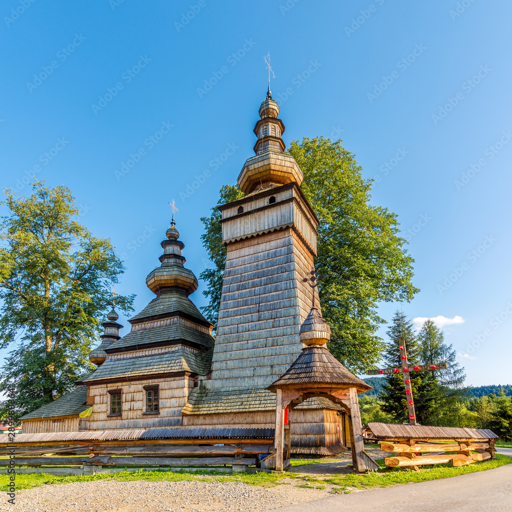 View at the Wooden church of St. Paraskevi in Kwiaton village - Poland