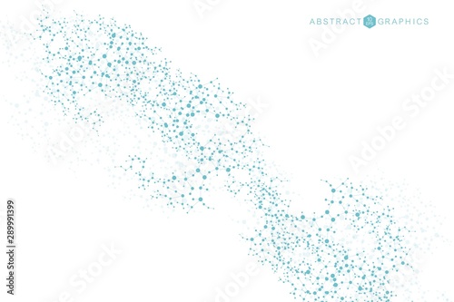 Structure molecule and communication. Dna, atom, neurons. Scientific concept for your design. Connected lines with dots. Medical, technology, chemistry, science background. Vector illustration.