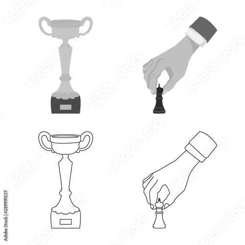 Vector illustration of checkmate and thin sign. Set of checkmate and target stock vector illustration.