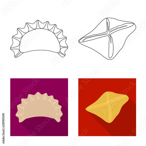 Vector illustration of products and cooking icon. Collection of products and appetizer stock symbol for web.